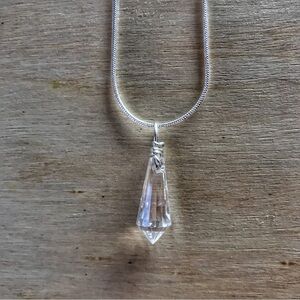 Glass Crystal Sterling Silver Necklace, 16"